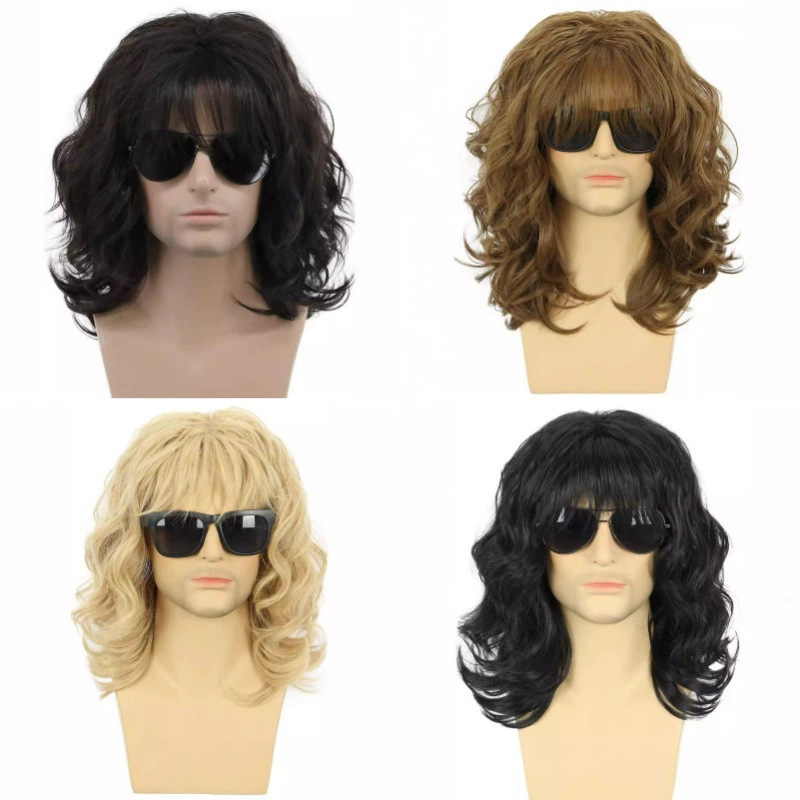 Halloween COS Wig Punk Heavy Metal 80s Disco Party European and American Men's Hip Hop Rock Wig suit