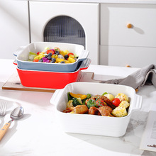 现货正方双耳烤盘跨境电商北欧风双耳烤盘高颜值可烤箱微波炉烘焙