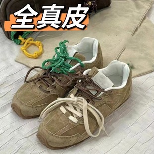 Full Leather 2024 with Source Standard New Leather Forrest Gump Shoes Women's Summer Mesh Sports Casual Running German Training Shoes for Women and Men