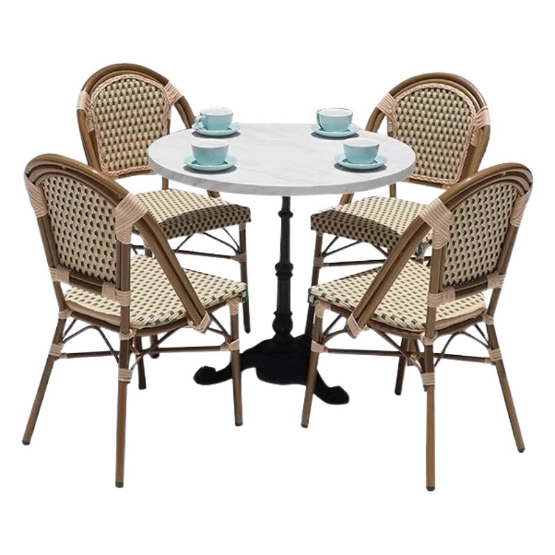 Internet Celebration French Cafe Retro Rattan Chair Hotel Outdoor Table and Chair Outdoor Homestay Balcony Courtyard Single Chair