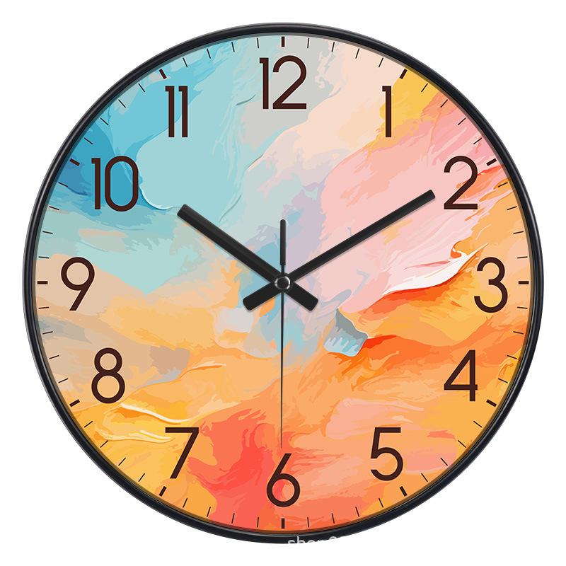 Reloj pastoral moderno nórdico de lujo ligero, reloj de pared de radio para sala/dormitorio/hogar, reloj de cuarzo de arrebol