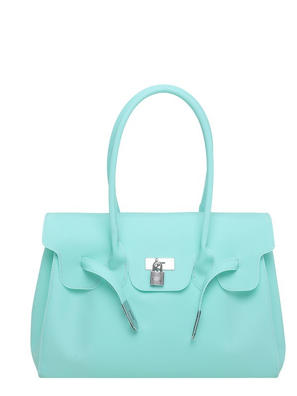 Bolsa de jalea portátil de platino bolso de mujer 2026 verano nuevo PVC color sólido gran capacidad versátil bolso de hombro