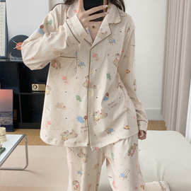 【汇源】7229# 秋冬新款睡衣女德绒甜美时尚休闲家居服套装