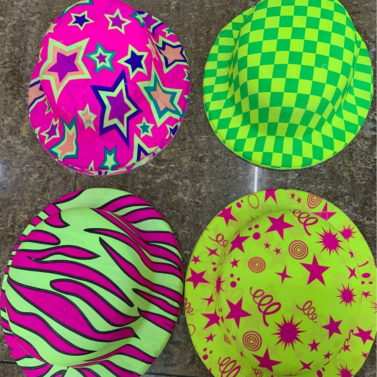 Transfronterizos para sombreros de PVC fiestas de baile sombreros redondos de impresión fluorescente decoración de Halloween fábrica directa