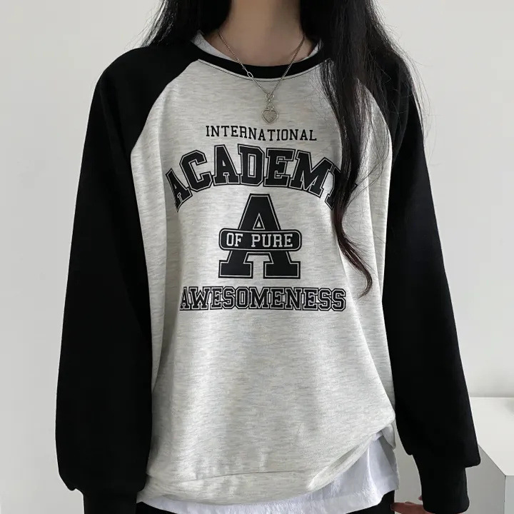 clothing拼接2023卫衣女春秋冬韩版加绒款设计感小众美式慵懒chic