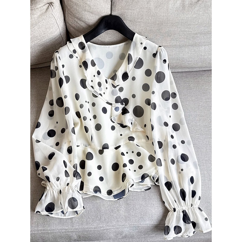 2026 Spring/Summer New Romantic Polka Dot Lace Blouse Cardigan Base Shirt for Women Wholesale H05Et2058