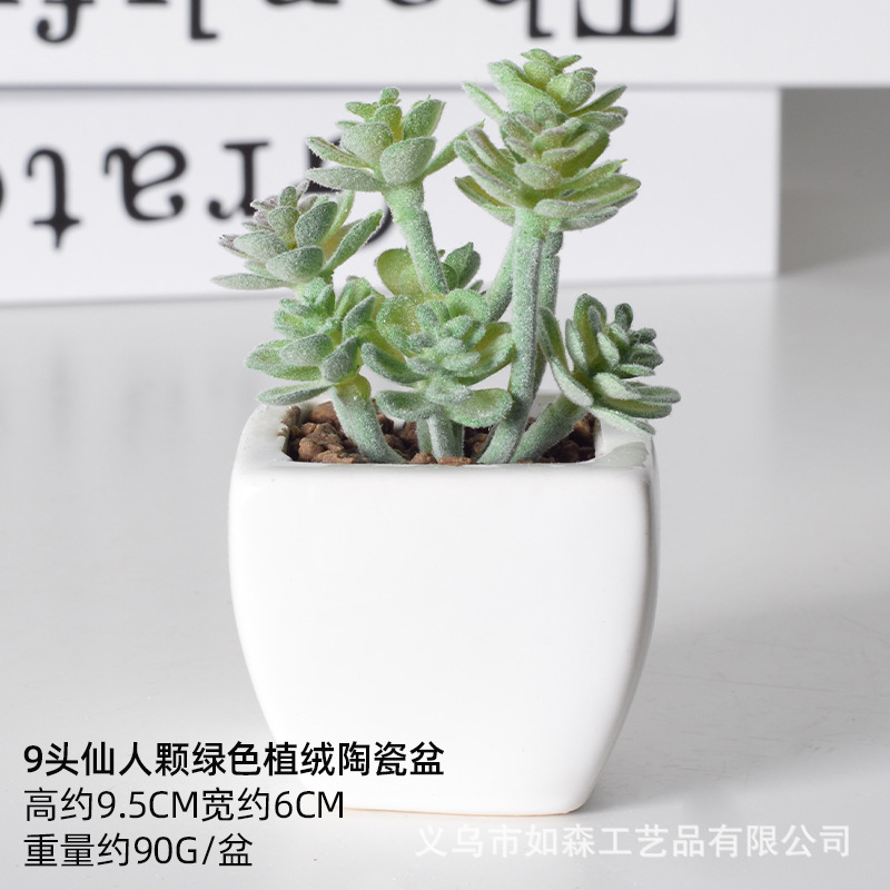 Simulación de cerámica bonsai de carne doméstica decoración de escritorio de oficina plantación verde maceta props de disparo maceta combinada artificial image 12