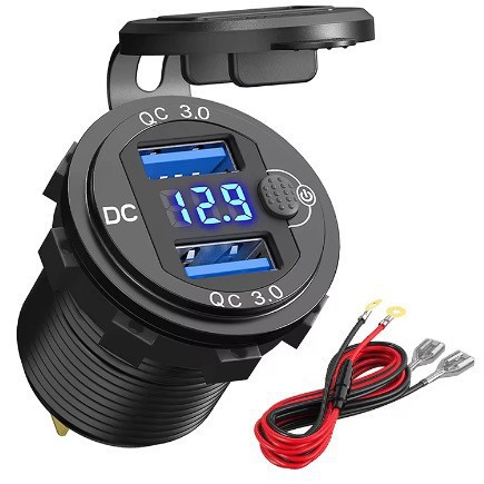 车载充电器汽车车载车充充电器改装手机快充铝合金双usb开关车充