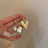 Asymmetrical silver needle, beads from pearl, retro earrings, silver 925 sample, simple and elegant design, wholesale