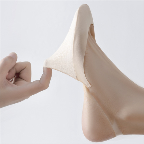 High heels socks for women summer thin ice silk cotton suspenders short non-slip non-falling heel shallow mouth invisible half-palm boat socks