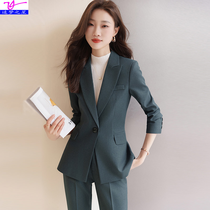 Blue and Gray Suit Set for Women 2026 Spring and Autumn New Fashion Elegant Slim-Fit Suit Workwear Hotel Manager Uniform