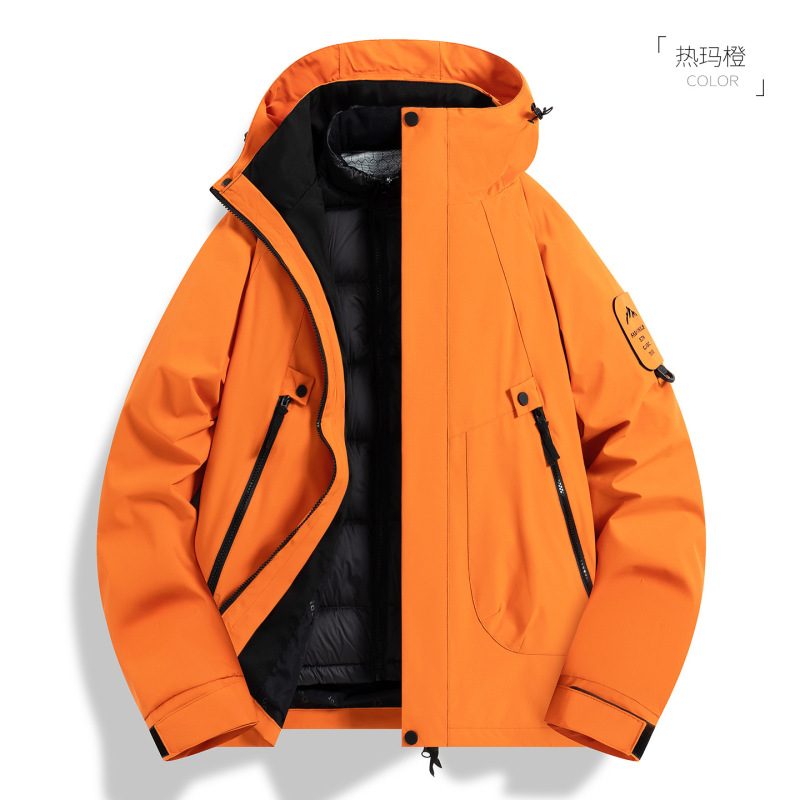 マウンテントレンドジャケット、防風防水スリーインワンダウン登山ジャケット、ベルベットサーマルジャケット、カスタムプリントロゴ|undefined