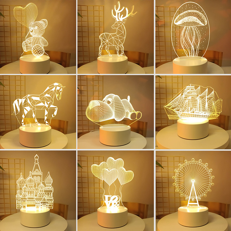 3D Night Light Creative Cartoon Acrylic Plug-In Table Lamp Engraving Personalized Corporate Logo Event Gift Souvenir