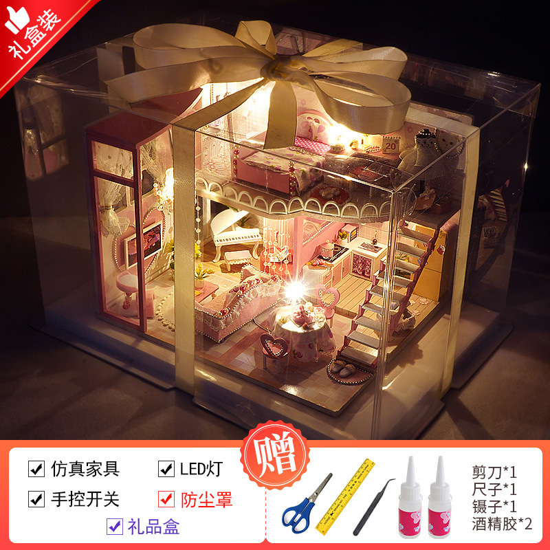 Qiaozhijiang diy キャビンロフトヴィラ手組み立てプリンセス小さな家ミニチュアモデルおもちゃ誕生日ギフト|undefined