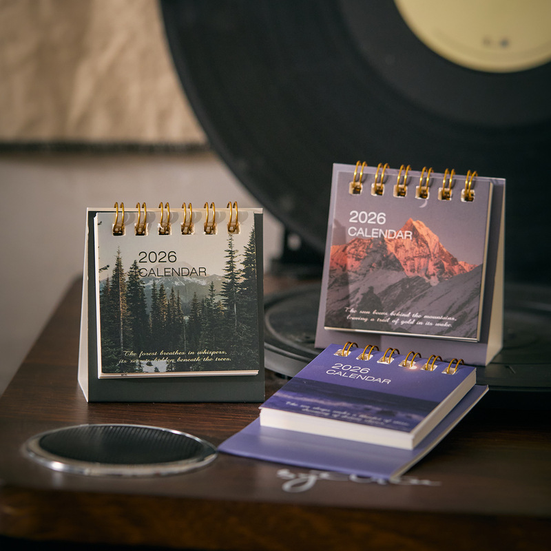Zaomo Mini Desk Calendar 2026 Daylight Starlight Series Creative Landscape Calendar Student Notes Desktop Ornaments