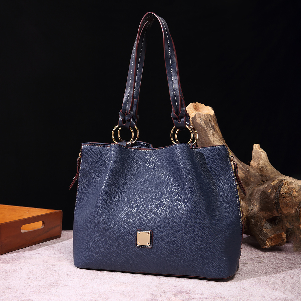 Retro Pebble Lychee Particle Texture Single Shoulder Mother-in-law Women's Bag Large Capacity_voghion.com