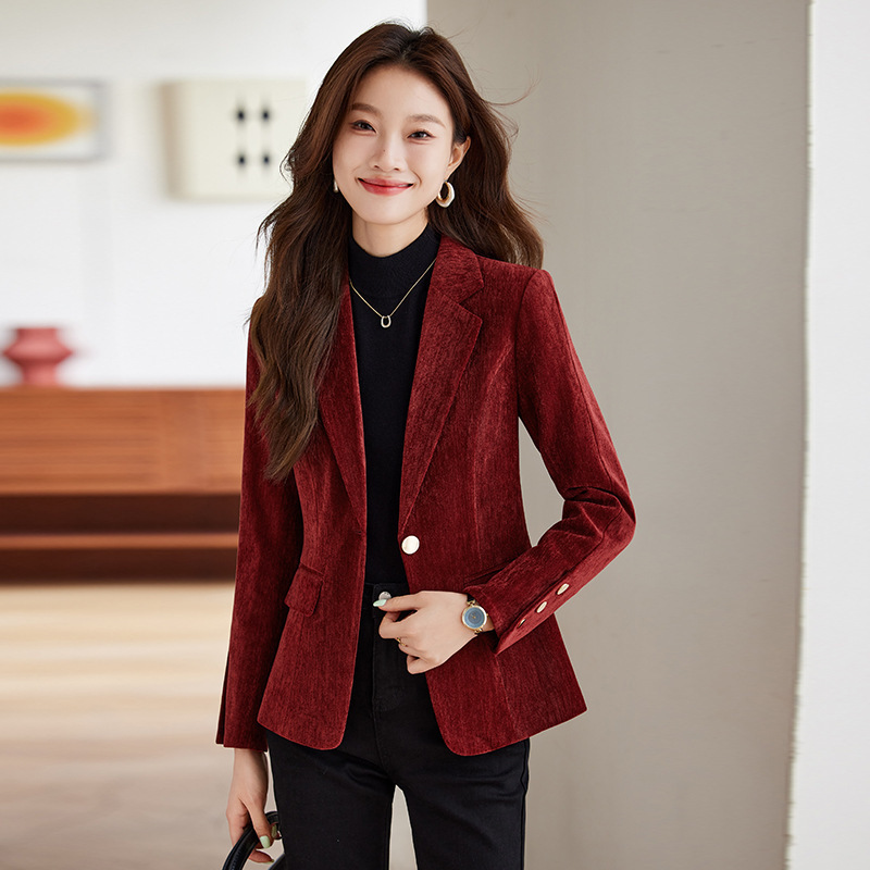 Korean Style Corduroy Suit Jacket Women's 2024 Autumn and Winter Small Slim-fit Retro Fashion Goddess Style Casual Suit Korean Style Corduroy Suit Jacket Women's 2024 Autumn and Winter Small Slim-fit Retro Fashion Goddess Style Casual Suit