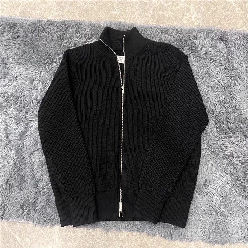 Margiela Style High-End Turtleneck Zipper Cardigan Sweater Jacket for Men and Women, Loose Fit Knitwear