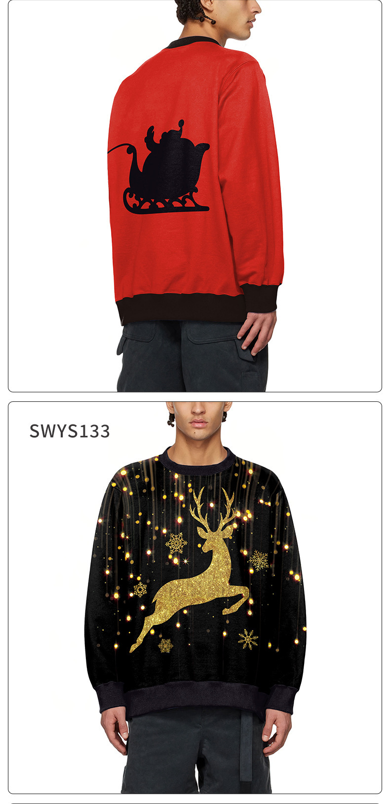 Nieuwe kleding Kerst Elanden 3D digitaal printen ronde hals trui casual koppeloutfit_voghion.com