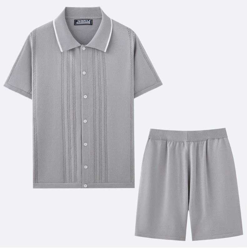 Set due pezzi uomo polo in maglia stile business casual_voghion.com