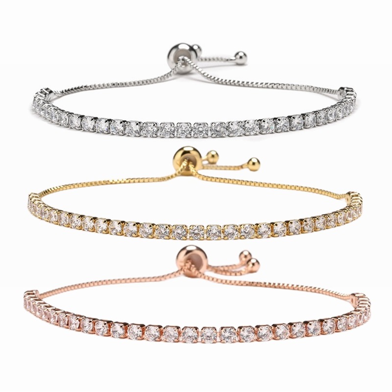 European and American Cross-Border Hot Selling Hand Jewelry Fashionable 3mm Copper Inlaid Zircon Bracelet Women's Literary Adjustable Bracelet Wholesale European and American Cross-Border Hot Selling Hand Jewelry Fashionable 3mm Copper Inlaid Zircon Bracelet Women's Literary Adjustable Bracelet Wholesale