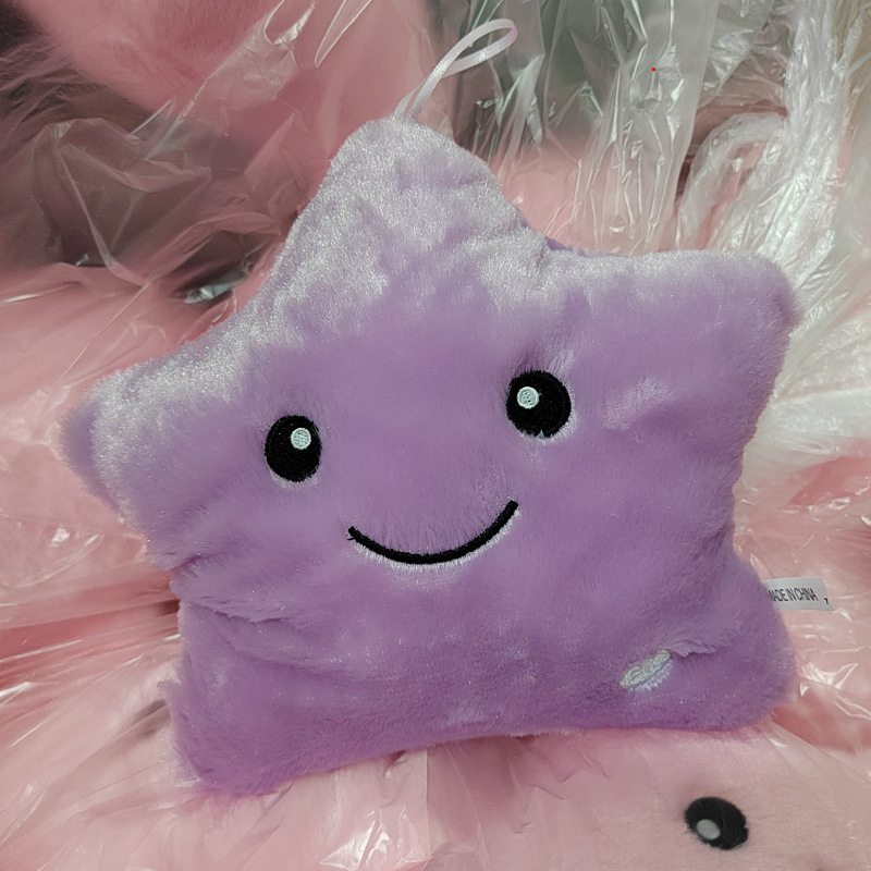 Juguete de peluche estrella luminosa almohada romántica colorida estrella de cinco puntas decoración niña Regalo de Cumpleaños entrega de una pieza