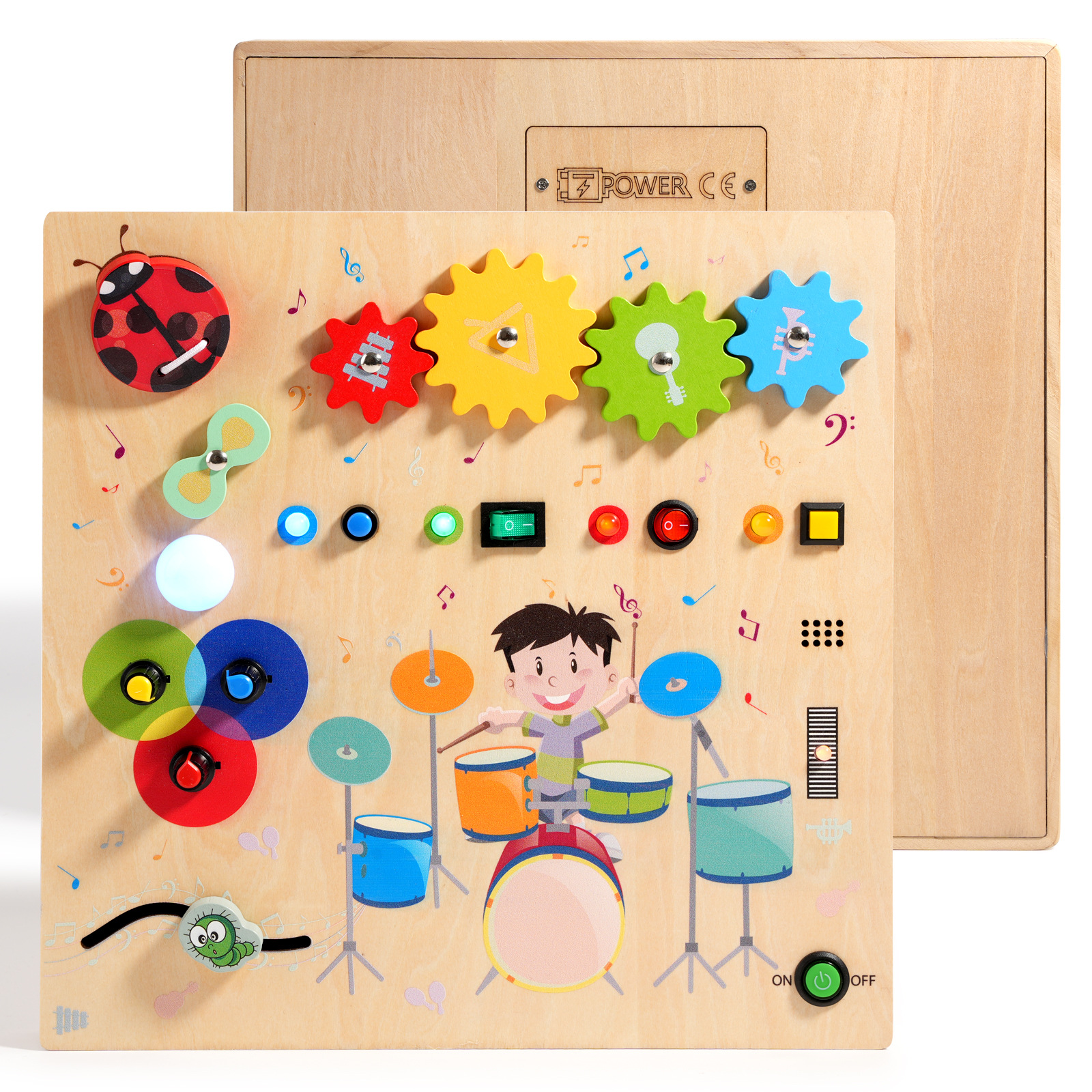 Cross-border explosions children early education wooden led lamp socket switch busy board toys hands-on wooden toys