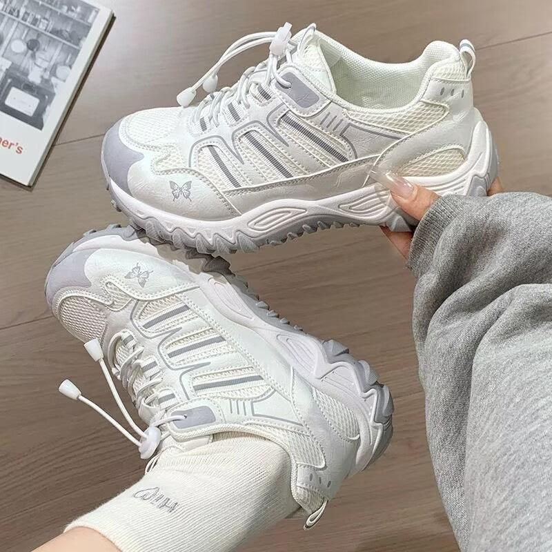 Thick-soled mesh dad sneakers for women, 2026 new model, popular breathable shoes for summer and autumn, soft-soled outdoor hiking sports shoes for women