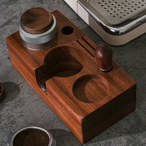 Coffee press powder base handle support frame adjustable multi-functional solid wood press powder base handle storage 51/58mm