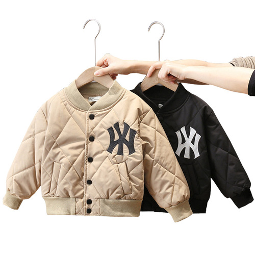 1039 Boys' Late Autumn Jacket  New Handsome Baby Padded Thickened Baseball Clothes Trendy Children's Lightweight