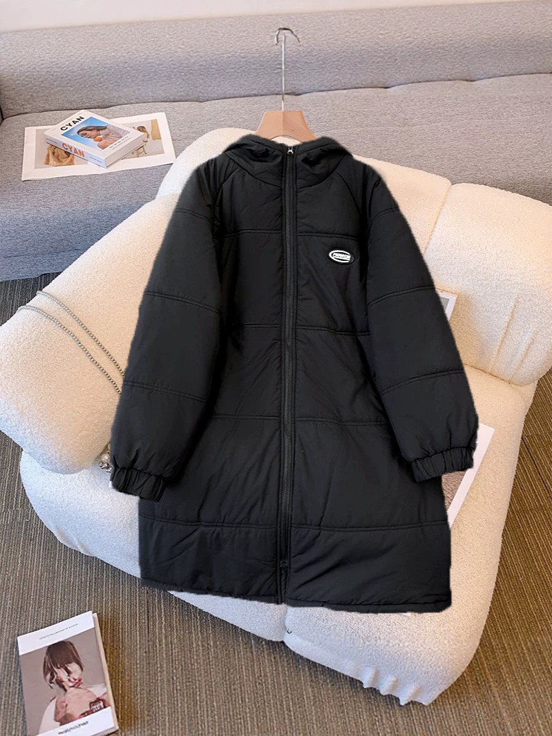 65-160kg Plus-Size Women's Mid-Length Hooded Puffer Jacket for Autumn and Winter, Warm Coat for Slightly Plump Women 65-160kg Plus-Size Women's Mid-Length Hooded Puffer Jacket for Autumn and Winter, Warm Coat for Slightly Plump Women