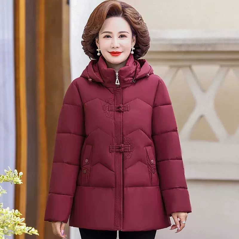妈妈羽绒棉服冬季2025新款短款奶奶女装加厚时尚保暖中老年人外套