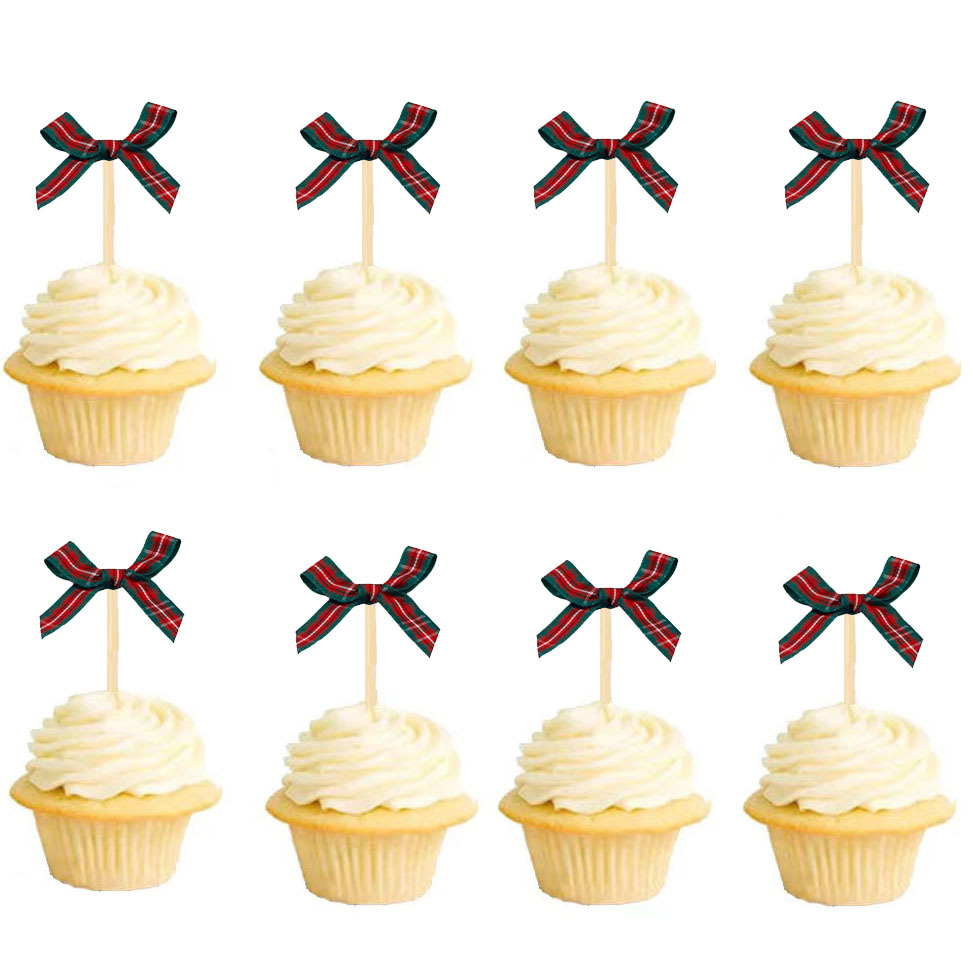 Plaid arco insert pastel insert insert postre horneado etiqueta decorativa tela fiesta postre insert Navidad