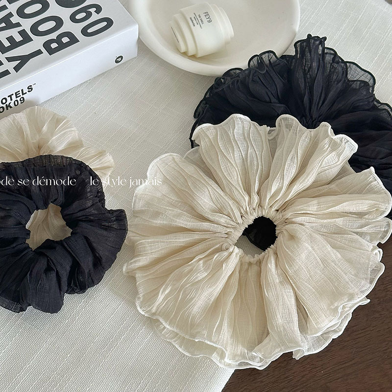 south korea pleated hair band large intestine ring high-grade black and white headband headdress flower all-match hair accessories simple pork intestine headband