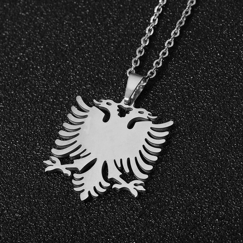 Albania Eagle Map Pendant Necklace Stainless Steel Jewellery_voghion.com