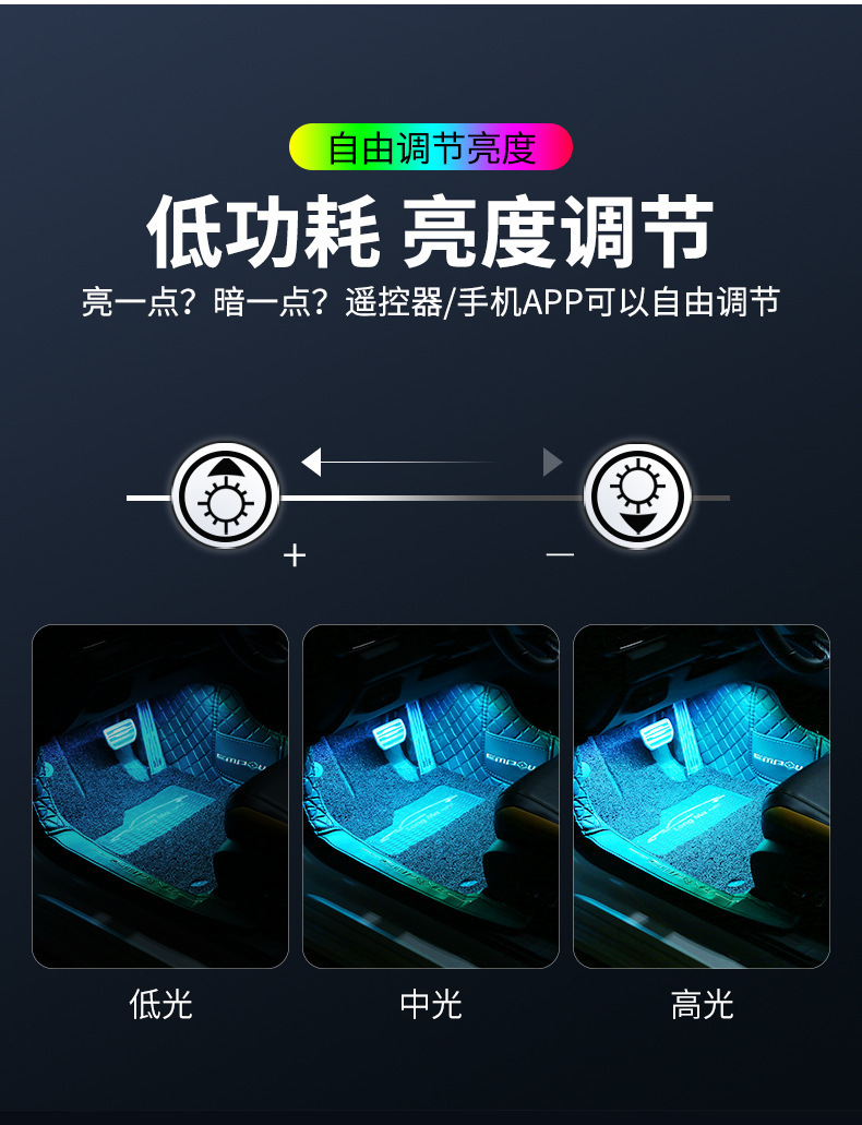 Car atmosphere light interior modification-free led eight-color atmosphere light car usb foot light interior music rhythm light
