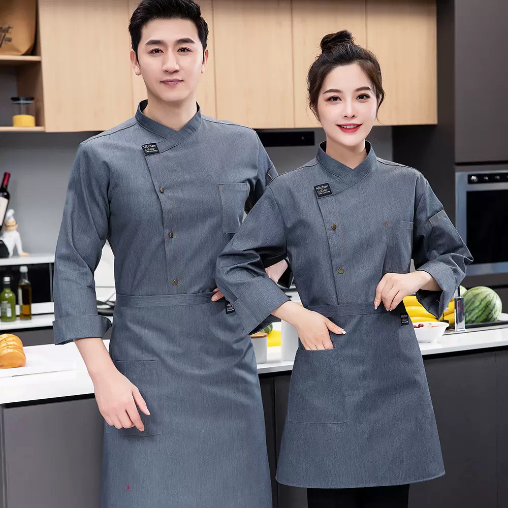 厨师工作服酒店餐厅火锅店烧烤店厨房男女工作服厨师服长袖秋冬季