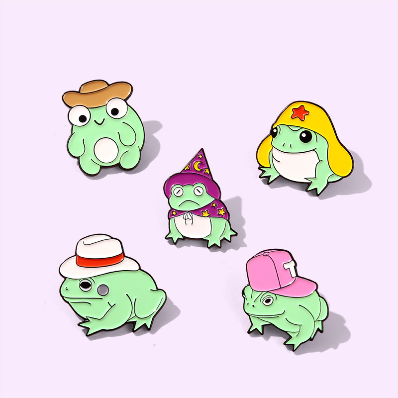 Unisex Gender Stoving Varnish Design Cartoon Style Pin Frog Alloy Stoving Varnish Unisex Brooches