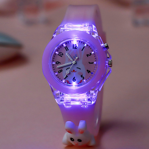 Wholesale primary school children's watches new cartoon colorful flashing luminous watch doll silicone electronic watch