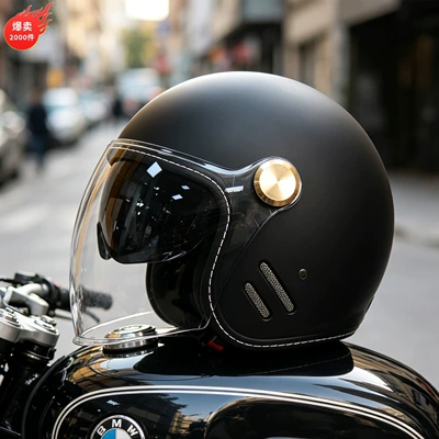 Dual-Lens Retro Helmet Motorcycle Electric Bike Helmet Three-Quarter Helmet Cruiser Motorcycle Scooter All-Season 3C Certification