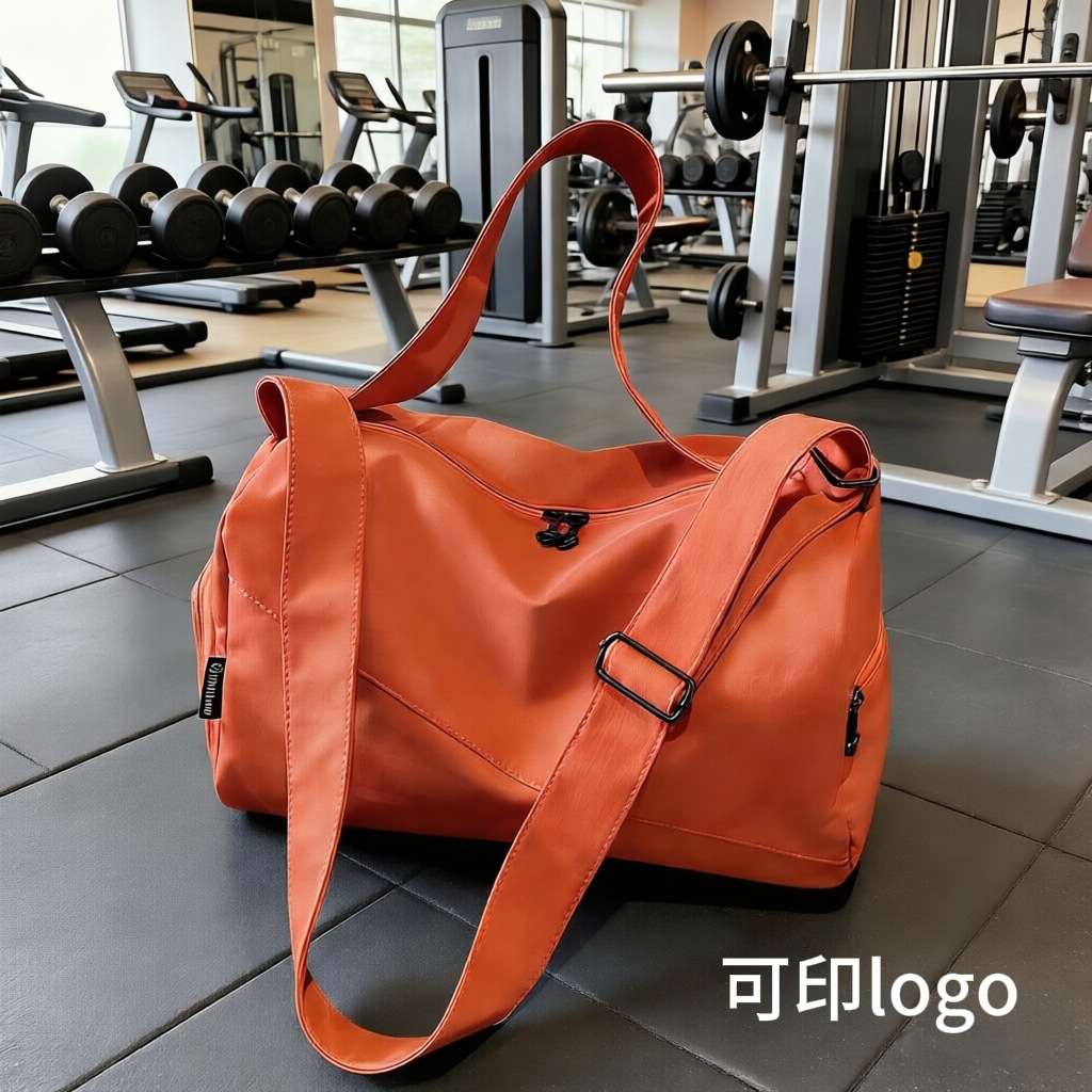 Fitness Bag with Logo Printed on It, Women's Solid Color Yoga Bag, Dry and Wet Separation, Independent Shoe Compartment, High-End Short-Distance Business Trip Luggage Bag