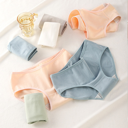 Women's underwear pure cotton combed cotton bottom solid color simple mid-waist comfortable girl's triangle shorts large size
