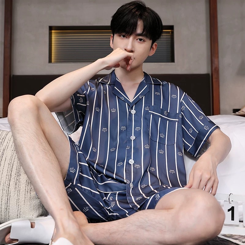 [더블쇼트] 크라운 스트라이프 네이비