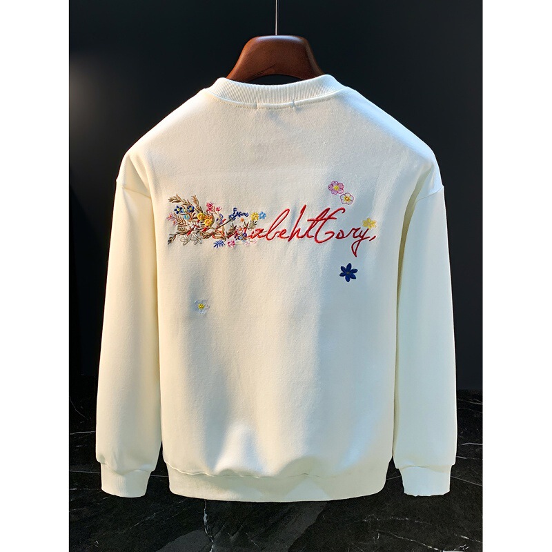 Heavy Embroidery Loose Round Neck Sweatshirt for Men 2025 Autum New Fashion Brand Floral Embroider Casual Versatile Top Heavy Embroidery Loose Round Neck Sweatshirt for Men 2025 Autum New Fashion Brand Floral Embroider Casual Versatile Top