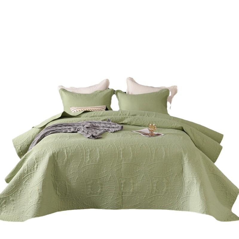 Tapa de cama de color sólido juego de tres piezas comercio electrónico transfronterizo cuatro estaciones exportación comercio exterior algodón lavado acolchado liso ropa de cama gruesa al por mayor