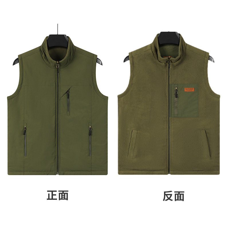 Herramientas de fotografía de pesca al aire libre de bolsillo chaleco de clip de caballo otoño y invierno doble cara vestir chaleco de terciopelo personalizado hombre