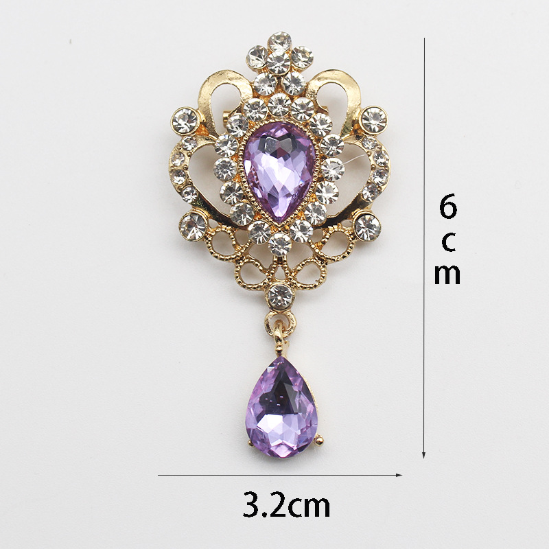 Inlay Design Simple Style Pin Water Droplets Alloy Inlay Rhinestones Unisex Brooches