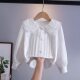 Children's Shirt Ruffled Inner Doll Collar Shirt Sweet Shirt New Long Sleeve Spring and Autumn Long Sleeve New Girls'
