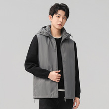 迪家白鸭绒秋冬新款羽绒马甲男连帽三合一保暖羽绒马甲男痞帅风外