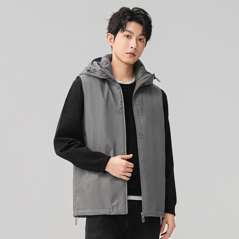 Dijia White Duck down Autumn/Winter New Style Men's down Vest with Hood, 3-in-1 Warm down Vest for Men, Cool and Stylish Outerwear
